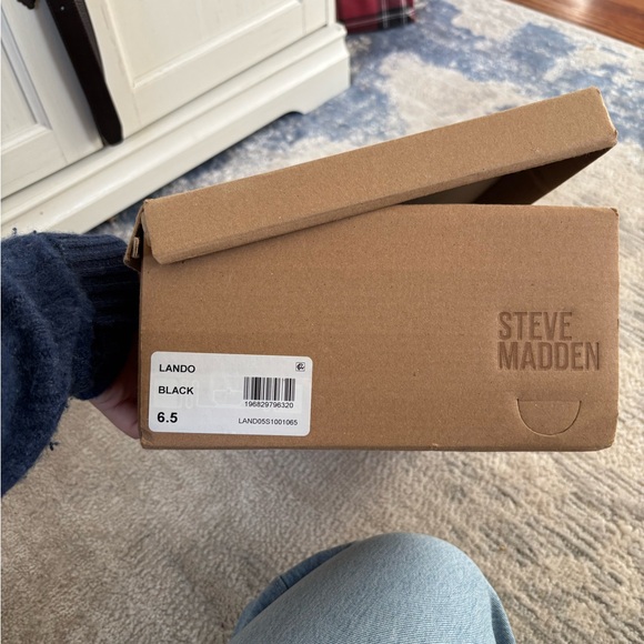 Steve Madden Black Patent Loafers with Gold Accent - Picture 8 of 9